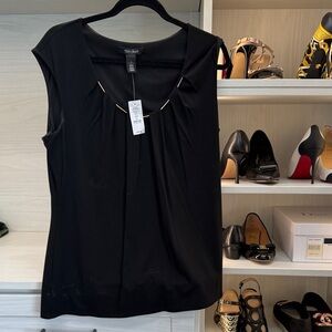 White House | Black Market Elegant Black Sleeveless Lined Top (Size XL)